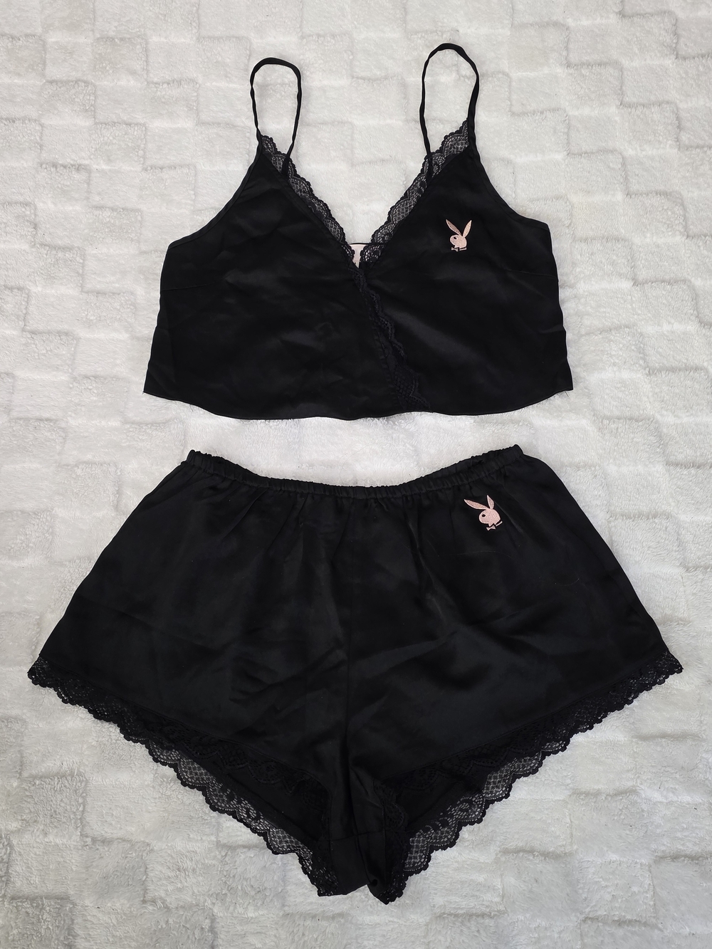 Missguided x Playboy Limited Edition Matching Sleep Set Black Size UK 10/US 6